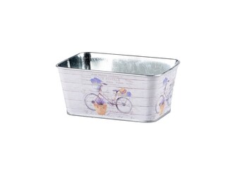 Květináč plechový  145x95x65mm  hranatý, kolo,  barevný