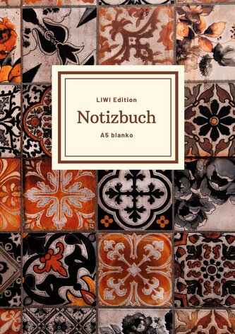 Notizbuch schön gestaltet mit Leseband - A5 Hardcover blanko - 100 Seiten 90g/m² - floral indisch