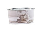 Květináč plechový 225x113mm oválný vánoční čas, bílá, stříbrná