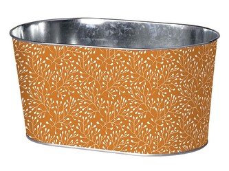 Květináč plechový 225x110mm oválný Autumn Herbarium, bílá, oranžová