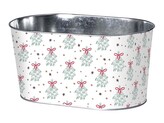 Květináč plechový 225x110mm oválný MISTLETOE MAGIC , bílá, modrá