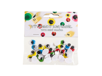 Oči s pohyblivou panenkou - oválné s řasami, 40 ks, 16 mm