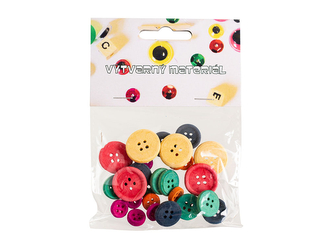 Knoflíky dřevěné, 30 ks, o průměrech 2,2; 1,7; 1,1 cm