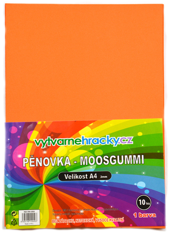 Pěnovka- oranžová, 10 ks, A4 - cca 2 mm