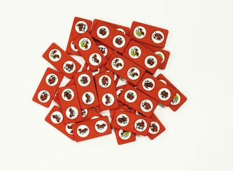 Domino- červený kámen, berušky