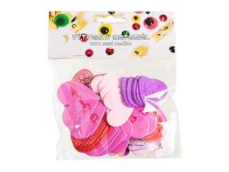 Pěnová srdíčka, 69 ks,2, 4, 5 cm