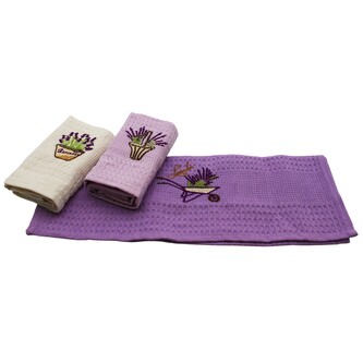 Kuchyňské utěrky 40x40cm, dárkové balení 3ks, Levandule