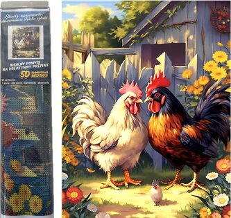 Diamantový obrázek - Kohouti 30 x 40 cm