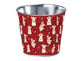 Květináč  plechový 133x115mm klasik HOLIDAY SPIRIT, červená, krémová