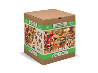 Dřevěné puzzle 1010 dílků Santa v práci XL