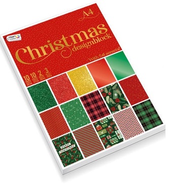 Barevný vánoční papír A4, 25 listů, 120/270/250/300 GSM červený