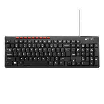 CANYON klasická USB klávesnice, multimediální, černá