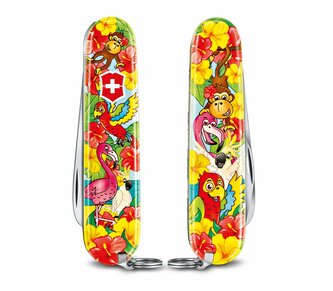 Victorinox 0.2373.E3 My First Animal Edition multifunkčný nôž pre deti, motív papagája, 9 funkcií