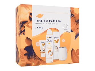 Dove Time To Pamper tělové mléko Body Love Restoring Care 250 ml + krém na ruce Body Love Restoring Care 75 ml + antiperspirant Advanced Care Coconut & Jasmine Flower Scent 150 ml + cestovní hrnek