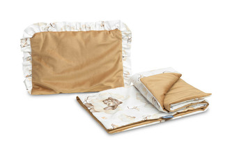 KOMPLET DO WÓZKA VELVET Z FALBANKĄ SEN BEŻOWY