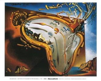 Umělecký tisk Měkké hodiny v okamžiku prvního výbuchu, 1954, Salvador Dalí, 80 × 60 cm