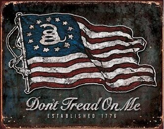 Plechová cedule Don't Tread On Me - Vintage Flag, 40 × 31.5 cm