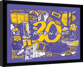 Obraz na zeď - Friends 30 Years - Purple Infographic, 44.5 × 34.3 cm