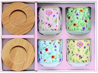 Sada čtyř pohárků na kávu Meadow Flowers