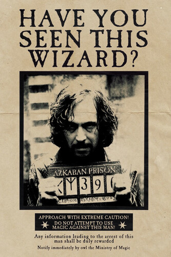 Umělecký tisk Harry Potter - Wanted Sirius Black, 26.7 × 40 cm