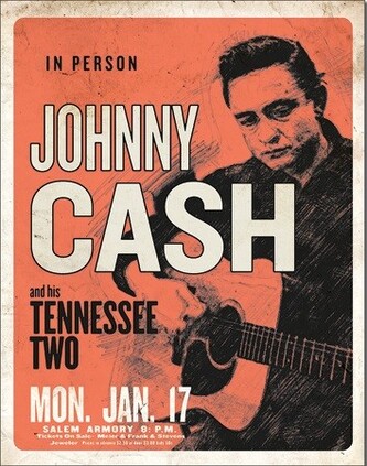 Plechová cedule Johnny Cash & His Tennessee Two, 32 × 41 cm