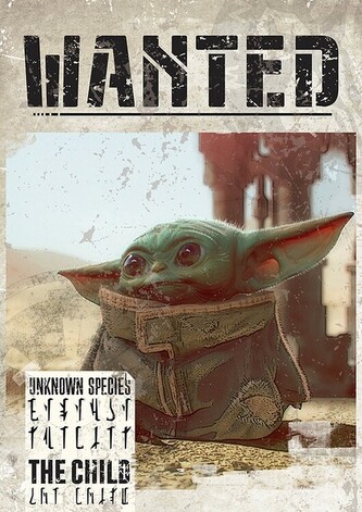 Plakát, Obraz - Star Wars: The Mandalorian - Baby Yoda Wanted, 61 × 91.5 cm