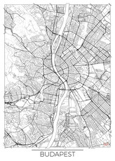 Mapa Budapest, Hubert Roguski, 30 × 40 cm