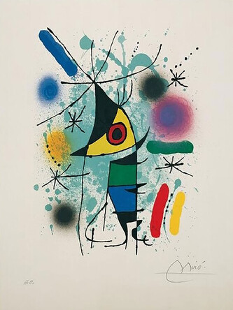 Umělecký tisk Zpívající ryba, Joan Miró, 60 × 80 cm