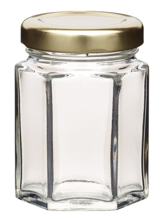 Šestihranná sklenice se šroubovacím víčkem