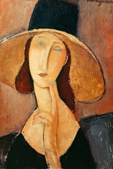 Obrazová reprodukce Portrait of Jeanne Hebuterne in a large hat, Amedeo Modigliani, 26.7 × 40 cm