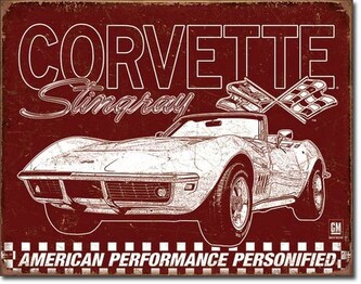 Plechová cedule Corvette - 69 StingRay, 42 x 30 cm