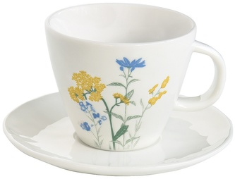 Porcelánový šálek a podšálek Mille Fleurs Yellow