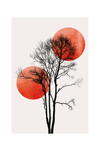 Plakát, Obraz - Kubistika - Sun and moon hiding, 40 × 60 cm