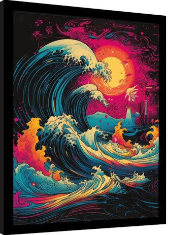 Obraz na zeď - Wave Collection - Neon Whirlpool, 34.3 × 44.5 cm