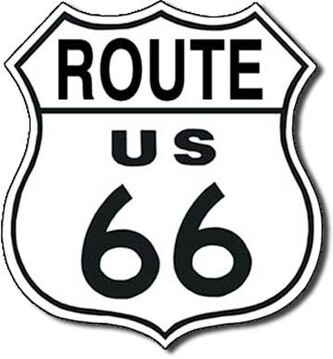 Plechová cedule ROUTE 66 - shield, 27 × 27 cm