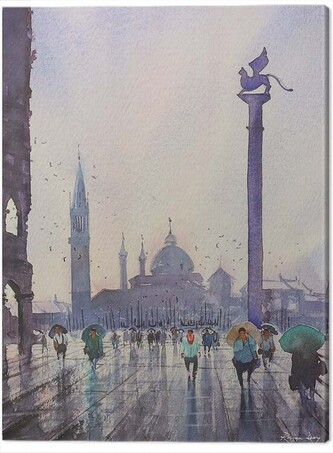 Obraz na plátně Rajan Dey - Venice After Rain, 2 - 40×50 cm