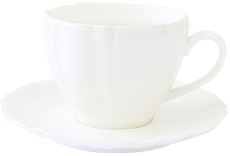 Porcelánový šálek a podšálek Perle White