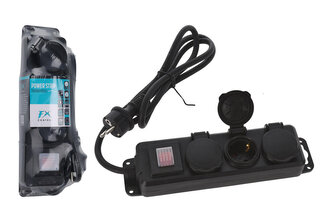 přívod prodlužovací 1,4m, 3 zásuvky s vypínačem IP 44 ČER