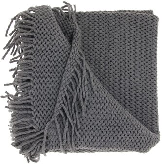 Pletený pléd s třásněmi Kos tmavě šedý