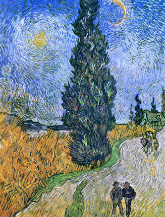 Obrazová reprodukce Road with Cypresses, 1890, Vincent van Gogh, 30 × 40 cm