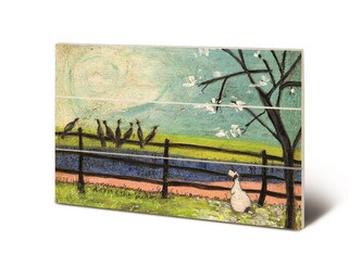 Dřevěný obraz Sam Toft - Doris and the Birdies, 20 × 29.5 cm