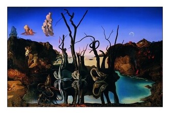 Umělecký tisk Salvador Dali - Reflection Of Elephants, 70 × 50 cm