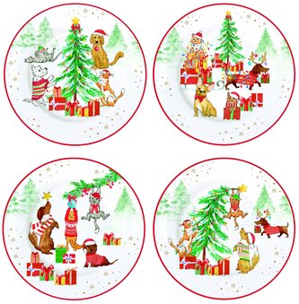 Porcelánové dezertní talíře Christmas Gang