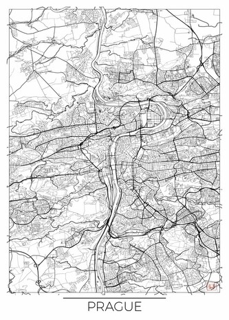 Mapa Prague, Hubert Roguski, 30 × 40 cm