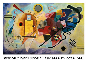 Umělecký tisk Žlutá, červená, modrá, Kandinsky, 70 × 50 cm