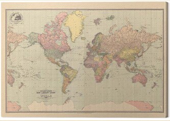 Obraz na plátně Stanfords - New Library Chart of the World, 2 - 80×60 cm