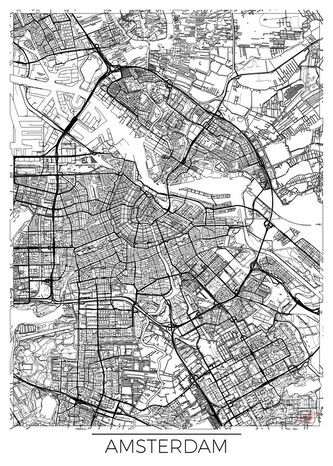 Mapa Amsterdam, Hubert Roguski, 30 × 40 cm