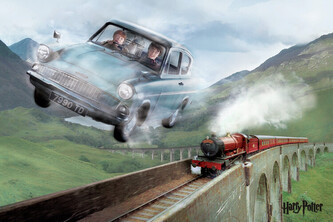 Plakát, Obraz - Harry Potter - Flying Ford Anglia, 120 × 80 cm