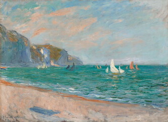 Obrazová reprodukce Boats Below the Pourville Cliffs; Bateaux Devant les Falaises de Pourville, Monet, Claude, 40 × 30 cm