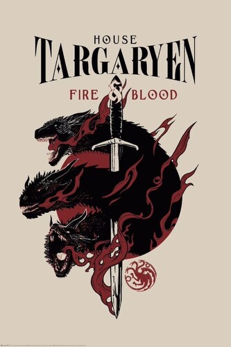 Plakát, Obraz - Game of Thrones - House Targaryen, 61 × 91.5 cm